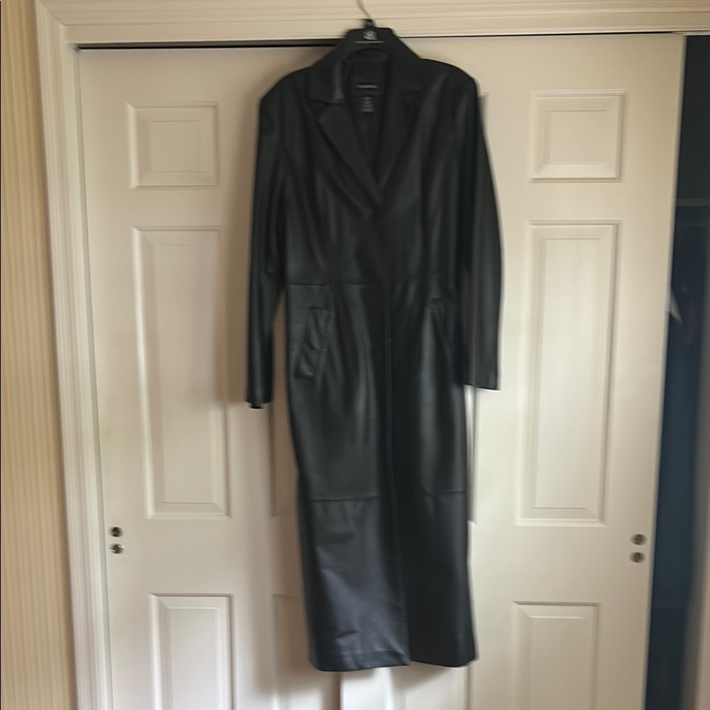 Classic Black Leather Full-Length Jacket